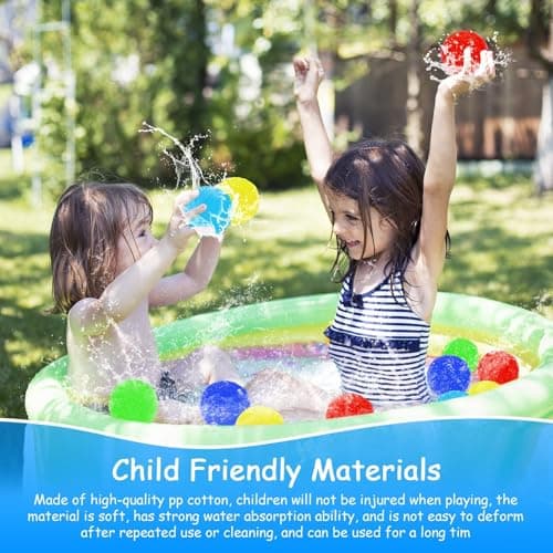 Bvrocio 100 pcs Reusable Water Balls, Reusable Water Balloons for Outdoor Toys and Games, Quick Fill Water Balls Toys for Kids and Adults Boys and Girls, Summer Balls for Pool and Backyard Fun Happy - Thumbnail 4