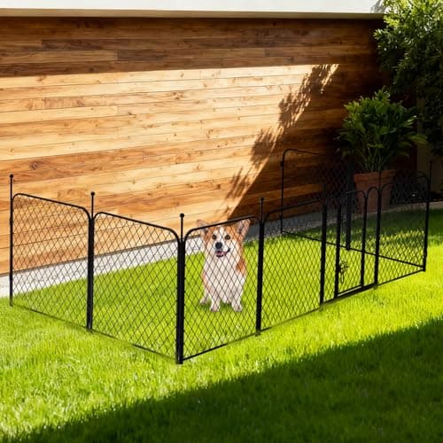 ZOMISIA Paw Safe Playpen for Indoor Small Dogs, 24 Inch 8 Panels Anti-Pinch Diamond Mesh Dog Fence, Metal Stable Dog Play Pen with Door, Portable Pet Playpen for Outdoor RV Camping Yard Garden - Thumbnail 5