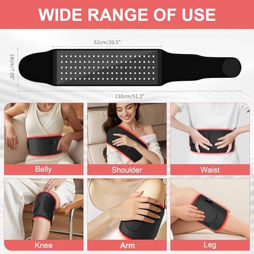 Red Light Heating for Body: RAYOCON 5 Light Levels Light Heat Belt Wrap for Back/Waist 660nm & 850nm Led Beads with Timer - Thumbnail 5
