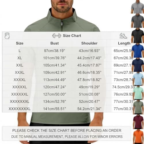Oversized Workout Shirts for Men Short Sleeve Quarter Zip Athletic Shirts Pullover Lightweight Quick Dry Loose Fit Athletic Tops Baggy Work Out Shirt Breathable Gym Clothes Plus Size Gym Tshirt Khaki - Thumbnail 4