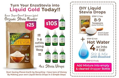 Enzo Organic Stevia Powder 125g (4.4oz / 3125-Servings) - Premium USDA Certified All Natural Alternative-Sweetener 320x Sugar Free Non-GMO 0 Calories Vegan No Aftertaste Kosher - Thumbnail 5