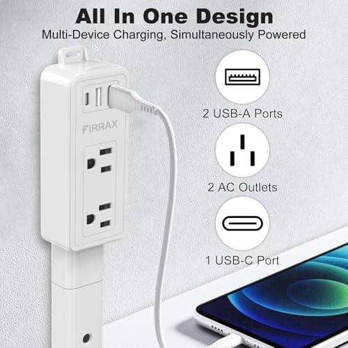 Electrical Outlet Extender Stick 2 Pack- Features USB-A, USB-C and 2 AC Outlets, Extends 6"-34" Extendable Outlet Extender with 4-Way Plug, Access Hard-to-Reach Outlets Behind Couches, Nightstands - Thumbnail 2