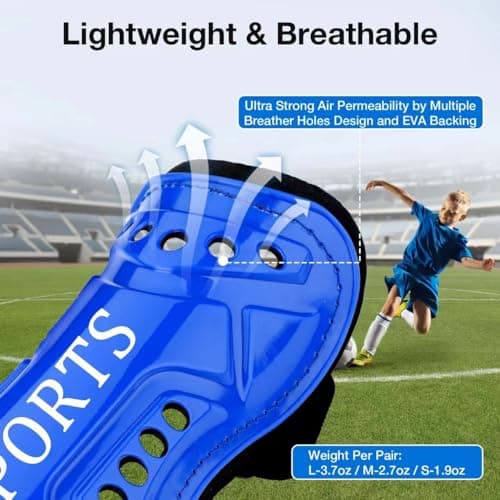 2 Pairs Soccer Shin Guards for Toddler Kids Youth, Soccer Shin Pads with Adjustable Double Strap for 3-14 Years Old Boys Girls Child Teens - Thumbnail 4