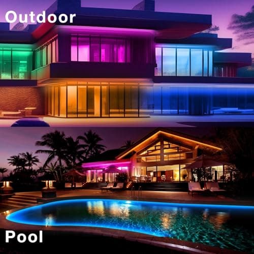 DAYBETTER 100ft Outdoor LED Strip Lights, Waterproof, IP67 Outdoor LED Lights with Remote, Bluetooth APP Control, Color Changing LED Rope Lights for Bedroom, Bathroom, Roof, Balcony, Pool - Thumbnail 2