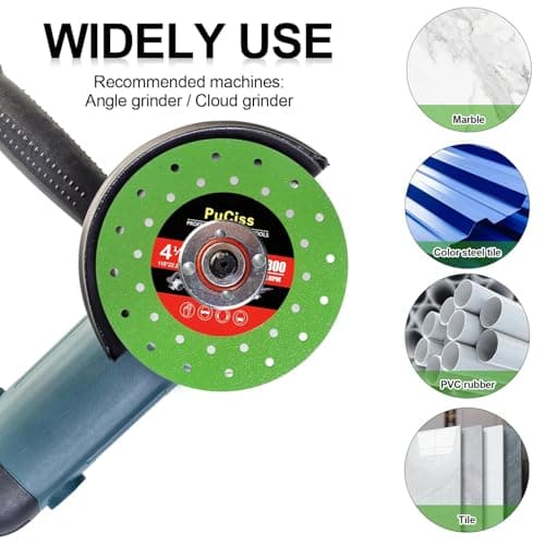 PuCiss 4-1/2 Inch Diamond Rock Slab Grinding Disc for Angle Grinder, 7/8" Arbor Ultra Thin Multi-Material Cutting Disc for Tile, Granite，Marble, Glass- 3 Pack - Thumbnail 5