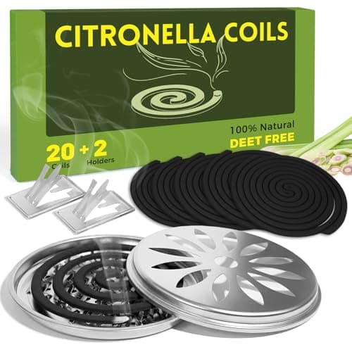 SCENTORINI Citronella Coils, 20 PCS Citronella Incense with 2 Coil Holder, Suitable for Home Outdoor Use, Pool Side, Patio, Porches, Courtyards, Farms, Courtyards, Camping, Garden Planting Area - Image 1