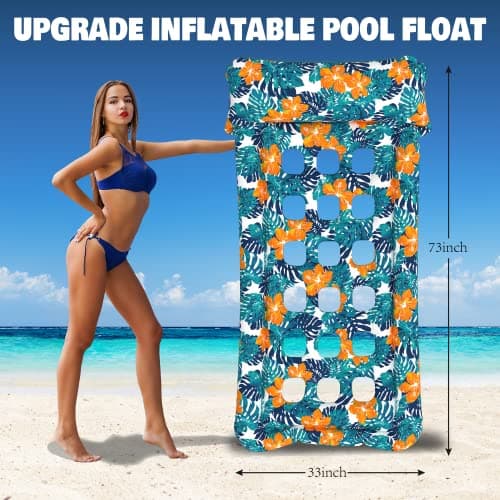 HomeKaren Oversized Pool Floats Lounge 2 Pack 73" X 33", Inflatable Tanning Pool Floaties for Adults, Cooling Pool Raft Lounger Pool Rafts & Inflatable Ride-Ons for Pool Party, Sea, Beach, Lake River - Thumbnail 5