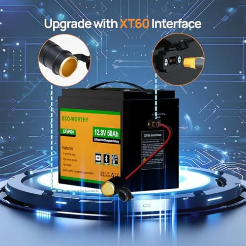ECO-WORTHY 12V 50Ah LiFePO4 Lithium Battery with XT60 Interface, Bluetooth 5.0, Low Temp Protection, Connects to Power Inverter for Camping, Road Trips,Trolling Motors - Thumbnail 2