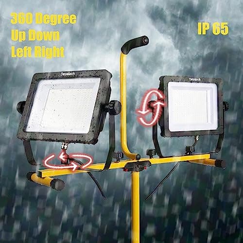 DAYATECH 270 W 30000 Lumen Dual-Head LED Work Light with Tripod Stand, 4 Brightness Adjustable, IP 65 Waterproof 13 Ft Power Cord - Thumbnail 6