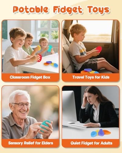 Fidget Sensory Stone Toys for Kids & Adults, 12 Pack Soft Textured Worry Stone & Ring, Calming Tools for Autism ADHD Anxiety Relief, Quiet Stress Relief Toy, Party Favor or Basket Stuffer Gift - Thumbnail 5