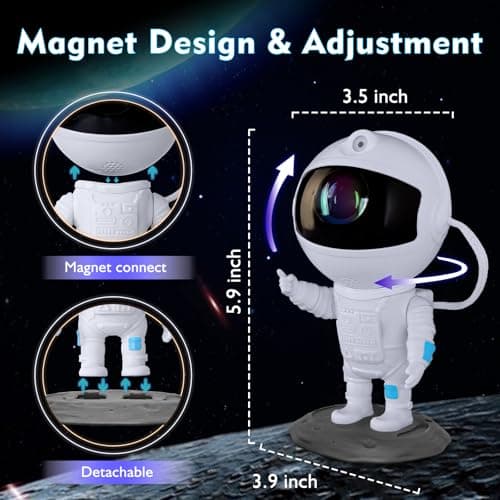 Astronaut Galaxy Projector, Star Projector, Astronaut Light Projector with 8 Colors LED Nebula, Starry Night Light Projector with Remote, Kids Room Decor, Gifts for Kids, Friends, Birthday Game Party - Thumbnail 5