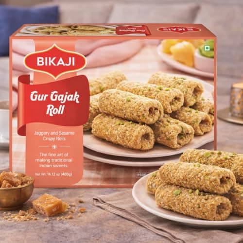 Bikaji Gur Gajak Roll 14.11 oz (400g) – Sesame Jaggery Sweets Snacks, Traditional Indian Mithai, Healthy Natural Sweets, Til Gajak, Crunchy Winter Desserts, Festive Gift Pack - Thumbnail 3
