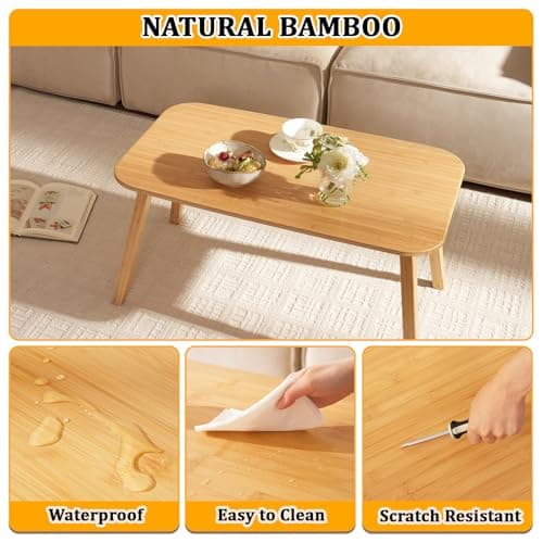 Baveke Coffee Table Foldable Mid Century Desk TV Stand with Open Storage Shelf Center Table for Living Room Furniture RV No Assembly, Natural (31.5IN) - Thumbnail 4