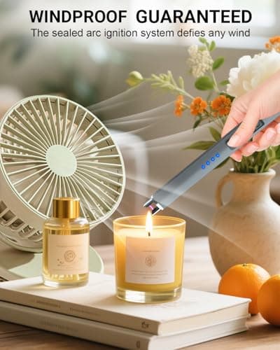 FUKKUDA Electric Candle Lighter with Safety Switch - USB Rechargeable Windproof & Flameless Plasma Arc Lighter for Easter Basket Stuffers (Space Grey) - Thumbnail 3
