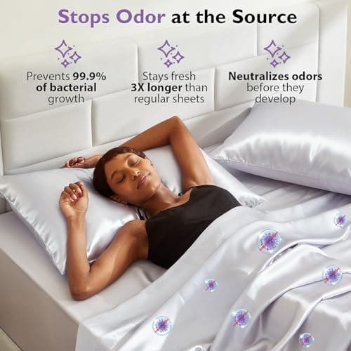 Silver Infused Pillowcases – Cooling Pillow Cases with Silk, Softness Breathable Temperature-Regulating Pillow Cover, Odor Control Freshness Sleep for Hot Sleepers - 2 Pack, SilverGrey Queen 20"x30” - Thumbnail 6