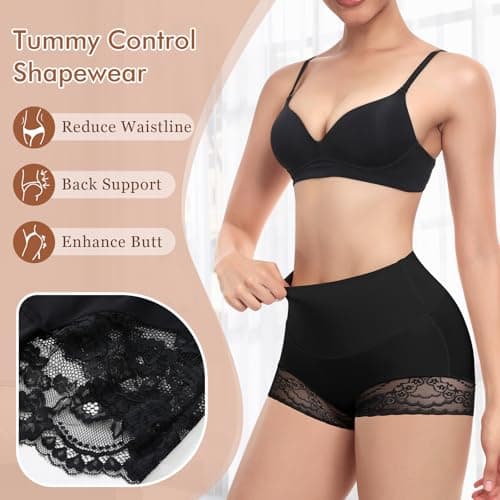 Ganado Tummy Control Shapewear for Women High Waisted Shaping Underwear Seamless Stomach Body Shaper Girdle Panties (#5 Black+black(Mid Waisted), XX-Large) - Thumbnail 3