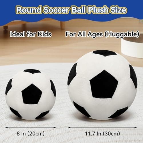 Soccer Pillow, Soccer Ball Plush Fluffy Soft Round Stuffed Soccer Ball Throw Pillows, 8" Orbicular Durable Soccer Pillow Plush Sports Gifts for Bedroom Decor - Thumbnail 3