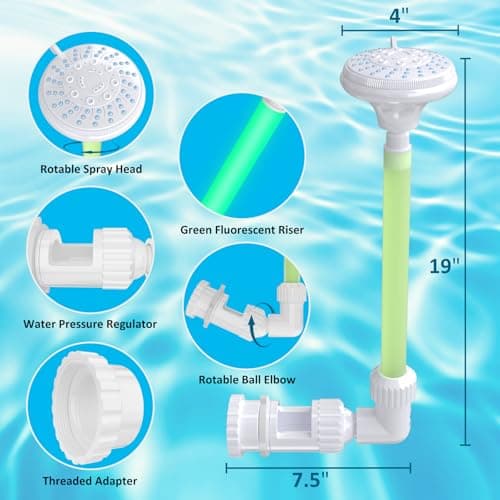 Ainkter Pool Fountain for Above & Inground Pools – 360° Adjustable Pool Waterfall, Pool Sprinkler Fountain with 4 Spray Modes, Green Glow-in-The-Dark Riser – Swimming Pool Cooler & Pool Accessories - Thumbnail 2