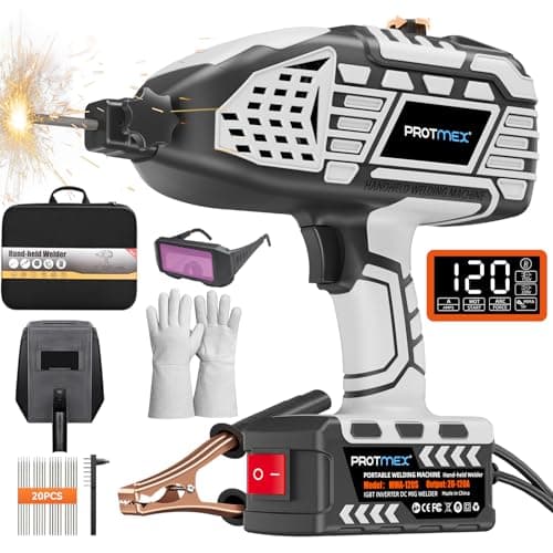 PROTMEX Portable Display Handheld Welder - 110V Portable Welder Machine IGBT Inverter with 5 Adjustable Currents, ARC Welder Gun Fits 3/32"-1/8" Welding Rods for Repair, DIY, Home Projects - Image 1