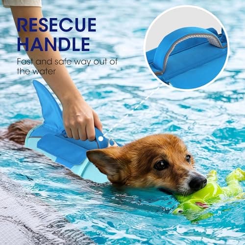 Dogcheer Shark Dog Life Jacket, High Buoyancy Dog Life Vest with Removable Foam Panels, Rescue Handle & Reflective Stripes, Dog Swimming Vest for Swim-Loving, Beginner, Senior & Weak Dogs, Blue XL - Thumbnail 4