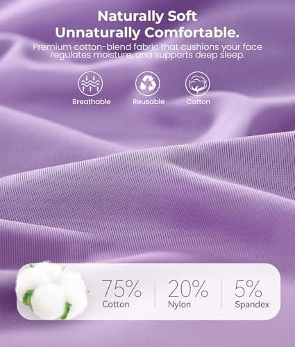 MUSICOZY 3D Bluetooth Sleep Mask with Headphones and Timer, Wireless Sleep Headphones for Side Sleepers, Eye Mask with Bluetooth Headphone, Unique Gifts for Men Women, Purple - Thumbnail 4