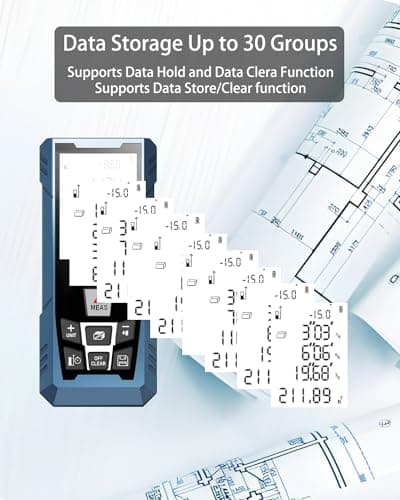 Laser Measuring Tool, 500FT Laser Measure Tool with ±1/16" Accuracy, IP54 Laser Distance Meters with FT/in Units for Area/Volume, Laser Measurement Tool with Angle Sensor for DIY Home Indoor, Black - Thumbnail 6