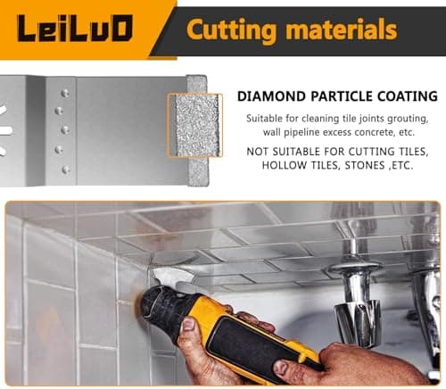 LEILUO Diamond Oscillating Multi Tool Grout Removal Blades 6 Pcs Tile Grout Remover Blades Kit Compatible with DeWalt Makita Einhell and More - Thumbnail 4
