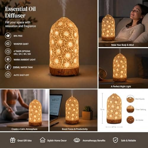 Sunflower Ceramic Essential Oil Diffusers,Small Cute for Office, Home for Aromatherapy,Bedroom Humidifier Air Fragrance,Room Scent, Smell,Light Decor para Casa De Essentials Aesthetic Electric Aroma - Thumbnail 3