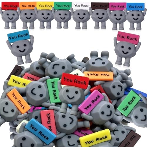 PNEIOLV 30 PCS Mini Rubber Positive Figures, You Rock Motivational Stone Figurines for Desk Decor, Goodie Bags, Easter Basket Stuffers, Encouragement Gifts, Coworker and Teacher Gifts - Image 1