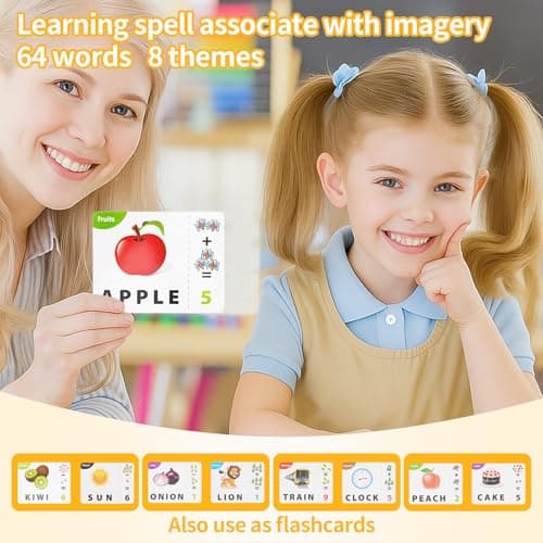 DEGIDEGI Educational Toys for Kids Ages 3-8, Matching Letter Spelling Game ABC Math Learning, Xmas Birthday Party Gifts for 3 4 5 6 7 8 Year Olds Boys and Girls Yellow - Thumbnail 6