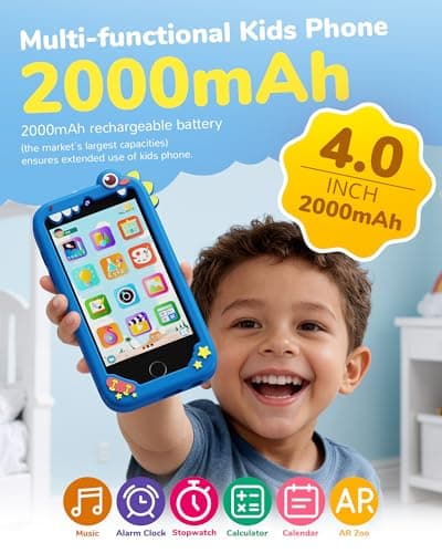 KOKODI 4 Inch Kids Smart Phone, Touchscreen HD Dual Camera Cell Phone for Children, Birthday Gifts Dinosaur Learning Toys for Boys 3-10, First Preschool EducationToy with 200+ Games，Powered by Android - Thumbnail 4