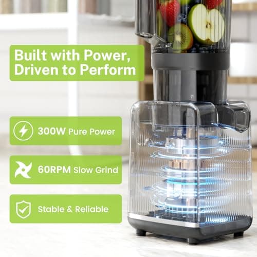 Kndko Cold Press Juicer, Juicer Machines with 5.4" Large Feed Chute for Whole Vegetables & Fruits, Professional Slow Masticating juicer with Large Auger, Self Feeding, High Juice Yield, Easy to Clean - Thumbnail 4