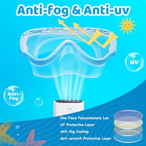 Vvinca Swim-Goggles with Nose Cover, 2 Packs Elastic Fabric Strap Snorkel Swim Mask Anti Fog UV No Pull Hair for Kids 3-14 - Thumbnail 5