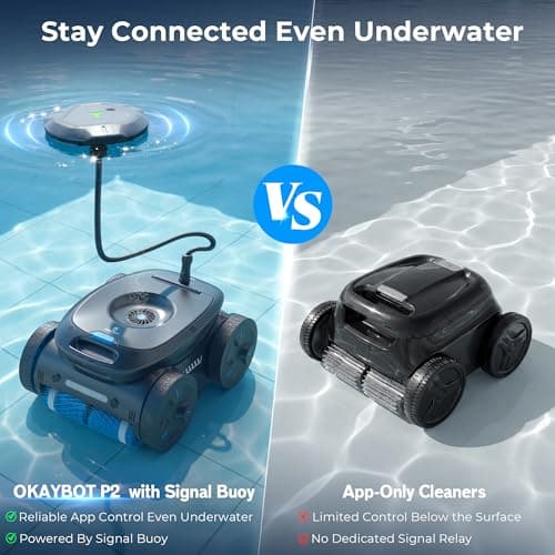 (2026 Upgrade) OKAYBOT P2 Robotic Pool Cleaner Vacuum with Remote Control and App, AI Smart Navigation Automatic Pool Cleaner for Inground Pools with Floor Wall and Waterline Cleaning - Thumbnail 5