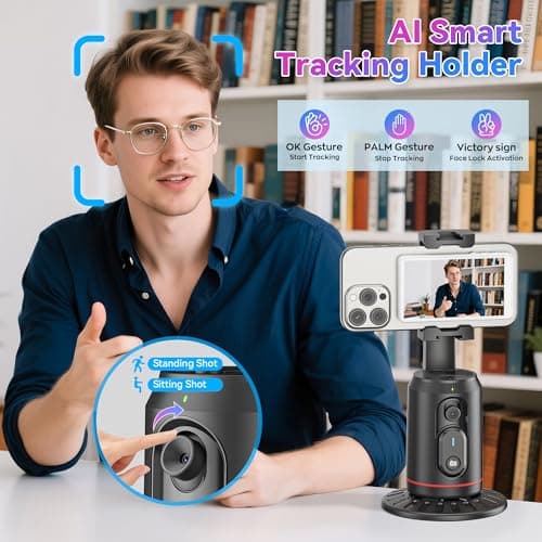 Nenong Vlog Selfie Monitor Screen Pro, Built-in Speaker and 360° Smart Face Tracking Tripod, 4.8" Rear Camera Display 4K 60fps, Portable Vlog Tool for Creators - Thumbnail 3