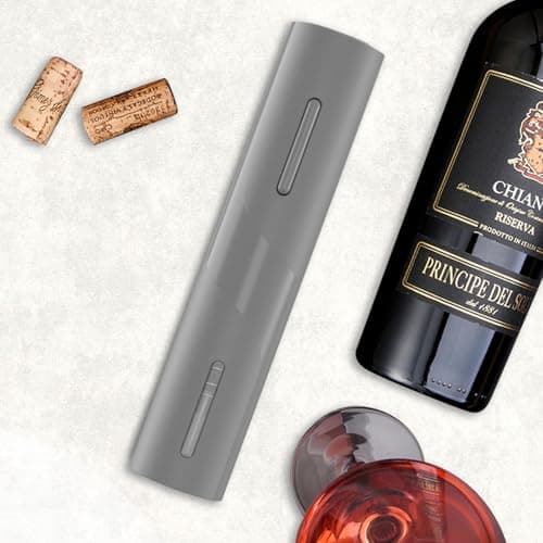COKUNST Electric Wine Opener, Automatic Operation Corkscrew, Battery Operated Wine Bottle Opener with Foil Cutter, Wine Gift for Wedding Kitchen Party Home, Grey - Thumbnail 4