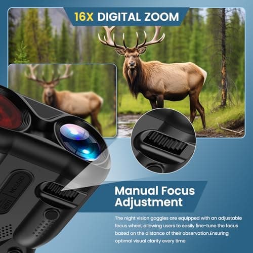 Night Vision Goggles,4K Night Vision Binoculars for Adults with 5000mAh Rechargeable Battery,1000FT Infrared Range,16X Zoom,32GB TF Card,Photo&Video Recording,Compact Design,Ideal Gifts for Men - Thumbnail 3