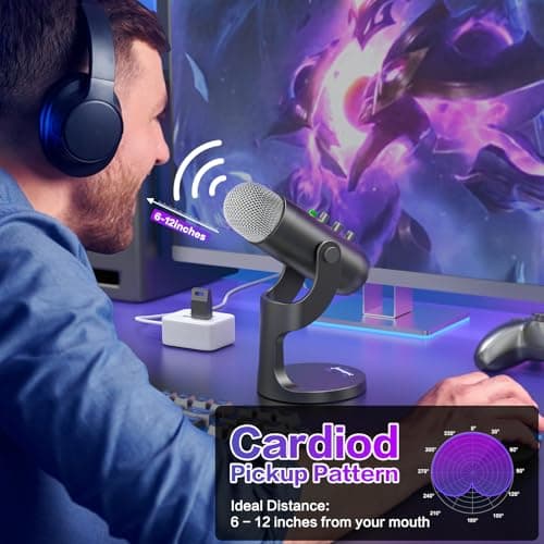 ZealSound Wireless Microphone,USB Mic for iPhone PC iPad Android Phone-Cordless Condenser Desktop Microphones with Mute Echo Monitor Volume Gain 2.4GHz for Podcast,ASMR,Gaming,YouTube Video/K66 Black - Thumbnail 6