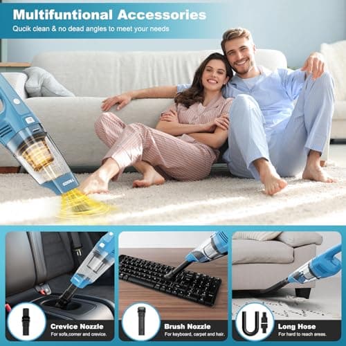 TROIZO Handheld Vacuum Cordless, 14500PA Powerful Suction Hand Held Vacuum Cleaner with Brushless Motor, Rechargeable and Portable Car Vacuum for Home Office Car Pet - Thumbnail 3