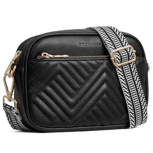 BOSTANTEN Quilted Crossbody Bags for Women Vegan Leather Purses Small Shoulder Handbags with RFID Blocking, Black - Image 1