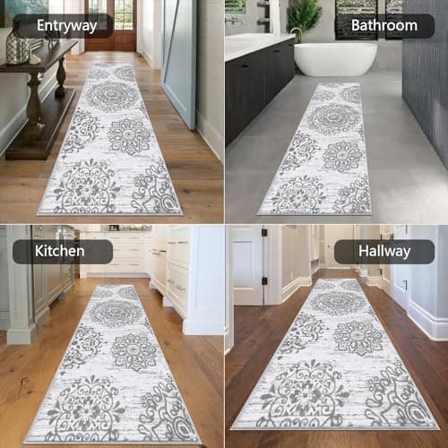 HEBE Hallway Runner Rug 2'8''x8' Washable Vintage Distressed Area Rugs Non Slip Laundry Rug Runner Boho Floor Carpet Runners for Hallways Entryway Laundry Room Kitchen Bathroom - Thumbnail 5