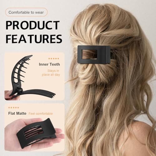 8 Pack French Flat Hair Clips for Women – Large Matte No-Slip Claw clips for Thick & Thin Hair, Strong Hold Styling Barrettes Accessories (Neutral) - Thumbnail 3