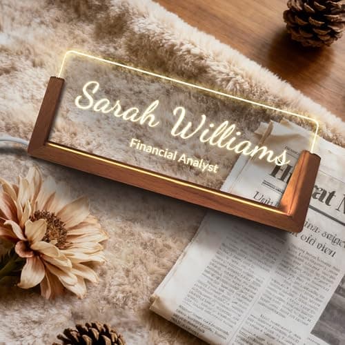 Custom Name Plate for Desk, Custom Elegant Personalized Light Up Acrylic Name Plate, Stylish Office Decor for Men and Women, Perfect Gift for Bosses, Coworkers, and Teachers. - Thumbnail 3