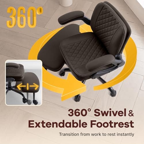 AreShark Cross Legged Office Chair,ADHD Criss Cross Desk Chair with Wheels & Stretchable Rotating Footrest,Height Adjustable Wide Yoga Kneeling Meditation Chair with Flip-up Armrests Back Support - Thumbnail 3