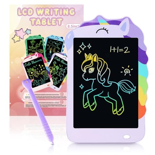 Unicorn Toys LCD Writing Tablet for Girls Kids,Colorful Toddler Drawing Tablet for Educational Baby Girl, Doodle Board Pad Toy for 3 4 5 6-12 Years Old Kid Birthday Party School, 8.5 Inch Purple - Image 1