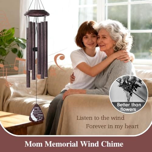 Howarmer Memorial Wind Chimes for Loss of Loved One – Sympathy Wind Chime with Saying “with Each Gentle Breeze” – Remembrance Bereavement Gift for Garden, Patio, or Outdoor Decor - Thumbnail 4
