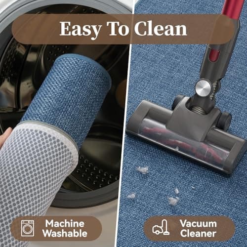 MontVoo Bathroom Runner Rug-Ultra Thin Non Slip Bath Mat Runner for Bathroom Mat Quick Dry, Rubber Backing Washable Runner Bathroom Rugs Fit Under Door, Absorbent Bath Rug,24"x47",Blue - Thumbnail 5