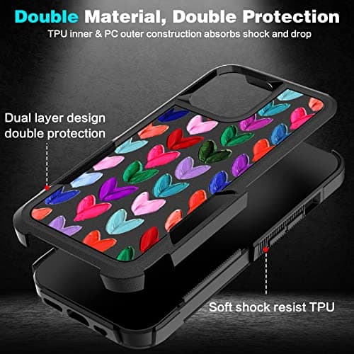 LOQUPE Designed for iPhone 11 Case, Heavy-Duty Tough Rugged Lightweight Slim Shockproof Protective Case for iPhone 11 6.1 Inch,Women Girls,Cute Oil Painting Heart - Thumbnail 6