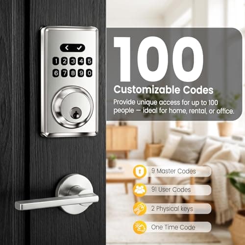 Keyless Entry Door Lock with Keypad, Smart Deadbolt Code Lock for Front Door with 2 Keys, Customizable User Codes, Auto Locking, Easy Installation - Thumbnail 2