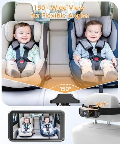 Babyvue BC1 Baby Car Camera, 4.5" 1080P HD Screen & 3X Zoom, AUTO IR Night Vision Car Baby Monitor with Adjustable Brightness, 2-Min Easy Install Car Seat Camera for Babies & Pets to Drive Safely - Thumbnail 6